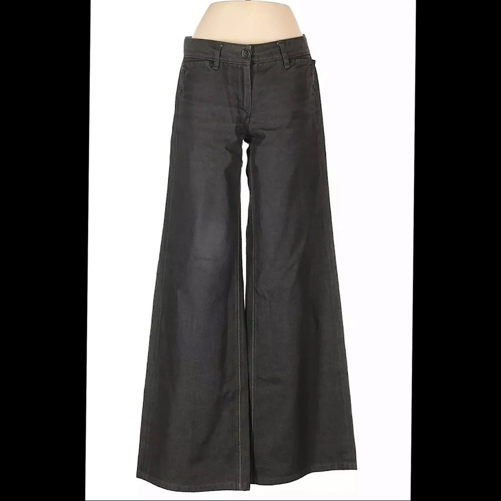 Rag and Bone Aged Black Wash Wide Leg Jeans